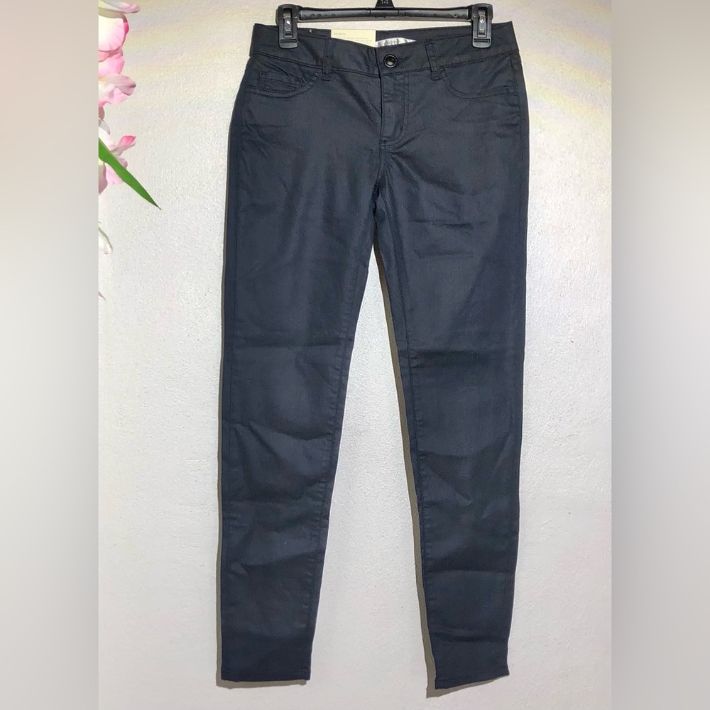 Lauren Conrad black wax coated low rise Slim Skinny Jeans size 4/6 30x29 New